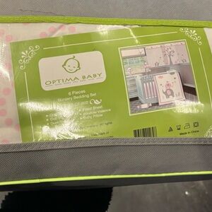 GRAY WHITE BABY BEDDING NURSERY 6 PC SET